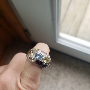 Multi colored sterling silver ring